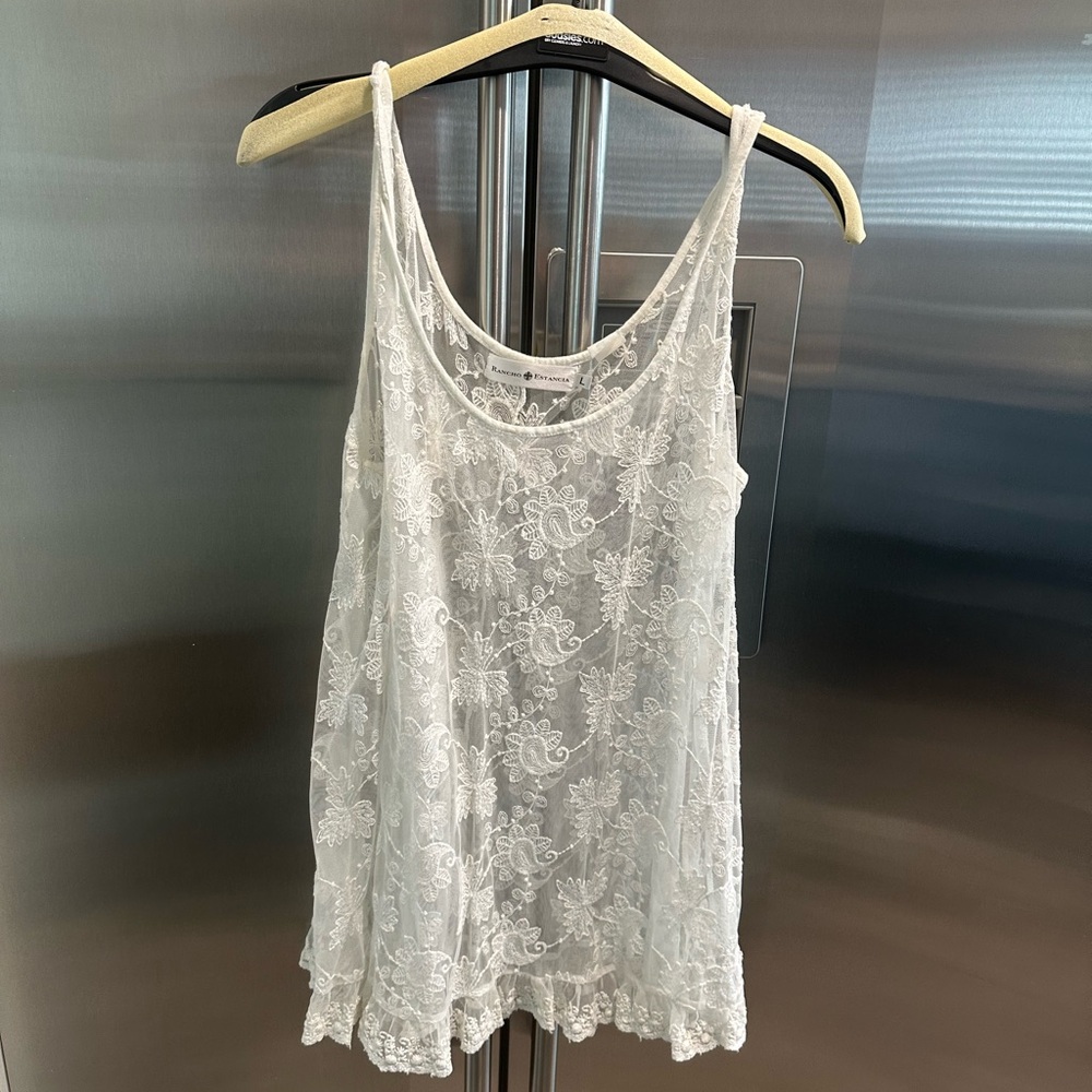Rancho Estancia White Lace Tank Top